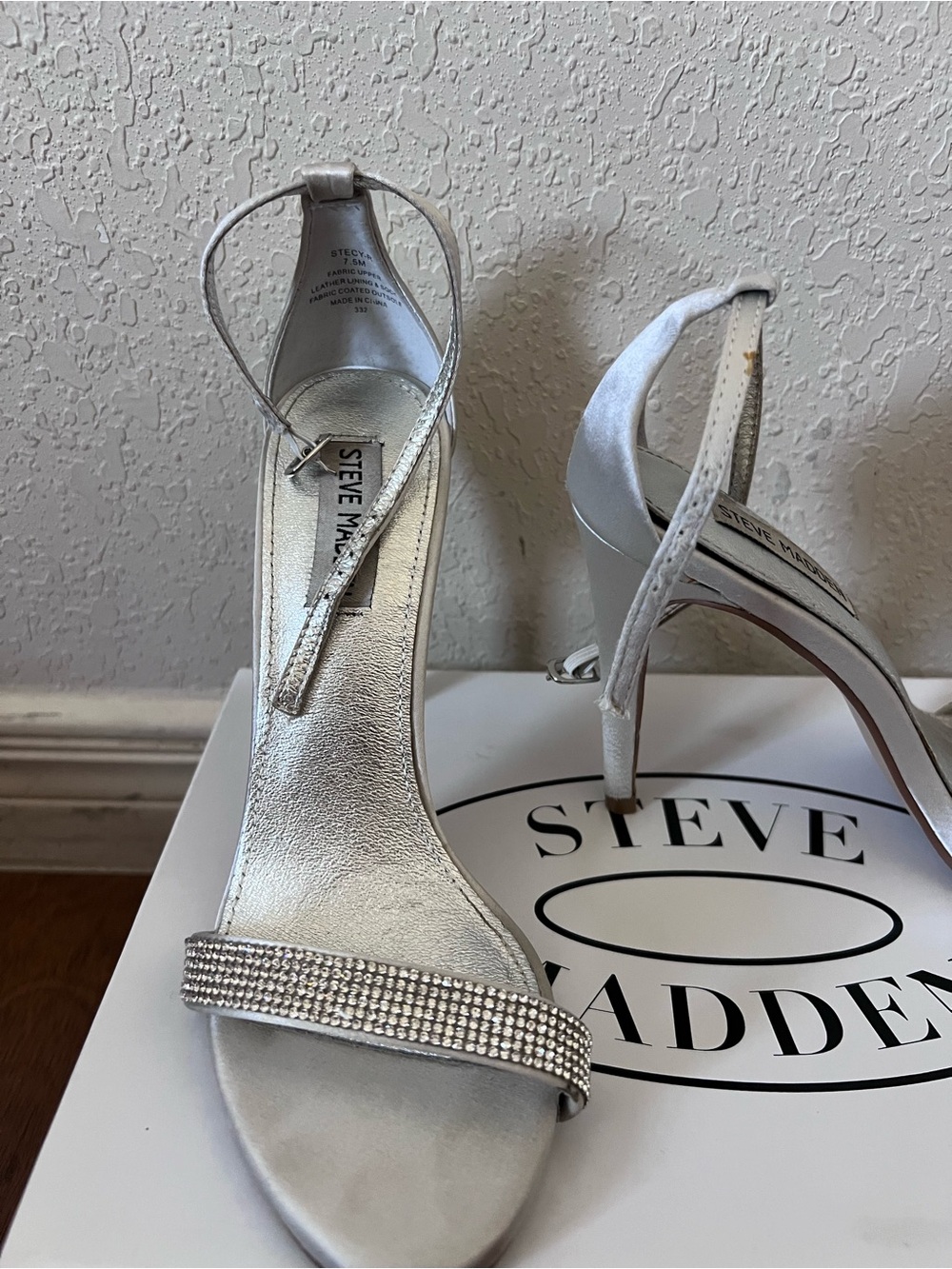 Silver Rhinestone Strap High Heels - Picture 2 of 4